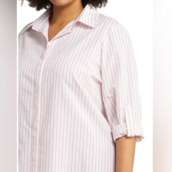 HARSHMAN $244 Willow Stripes Long Sleeve Cotton/Linen Shirtdress 2X - Picture 3 of 16